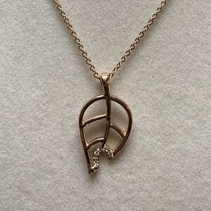 New York and Company Leaf Necklace Rose Gold